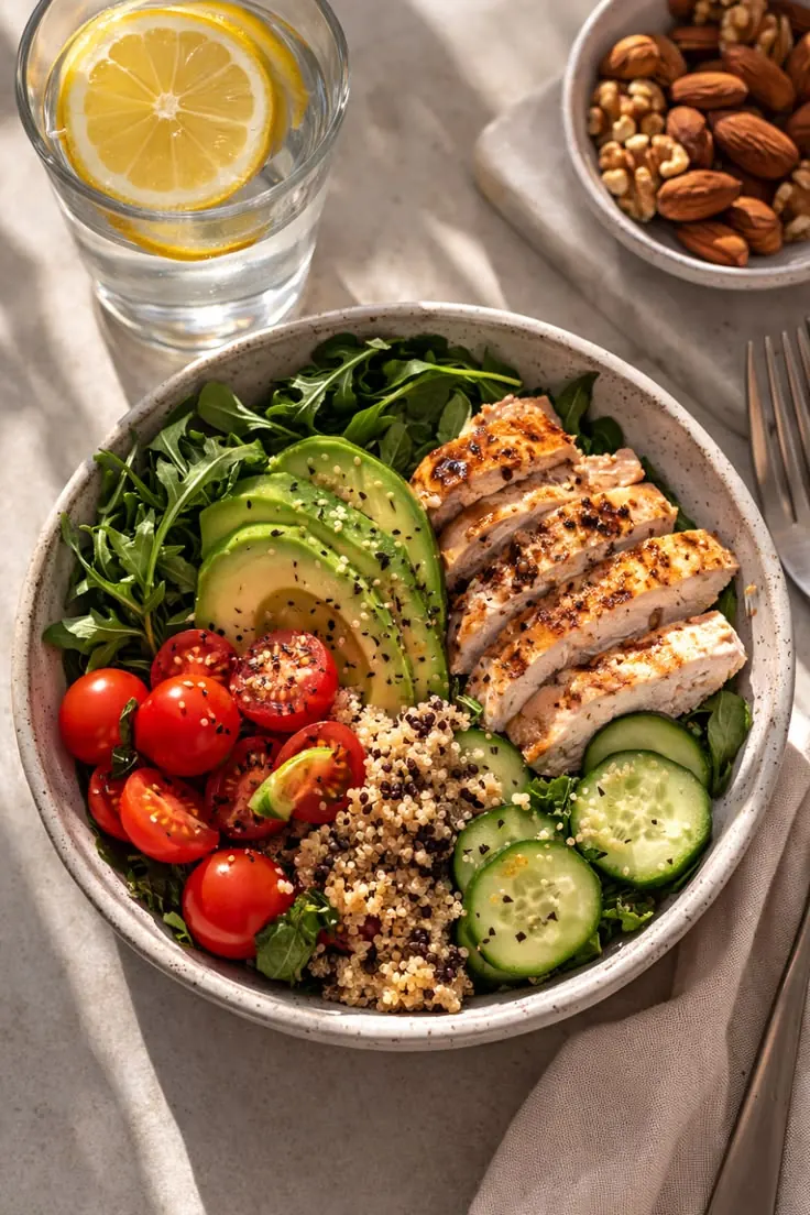 Pratos de comida anti-inflamatória coloridos e saudáveis